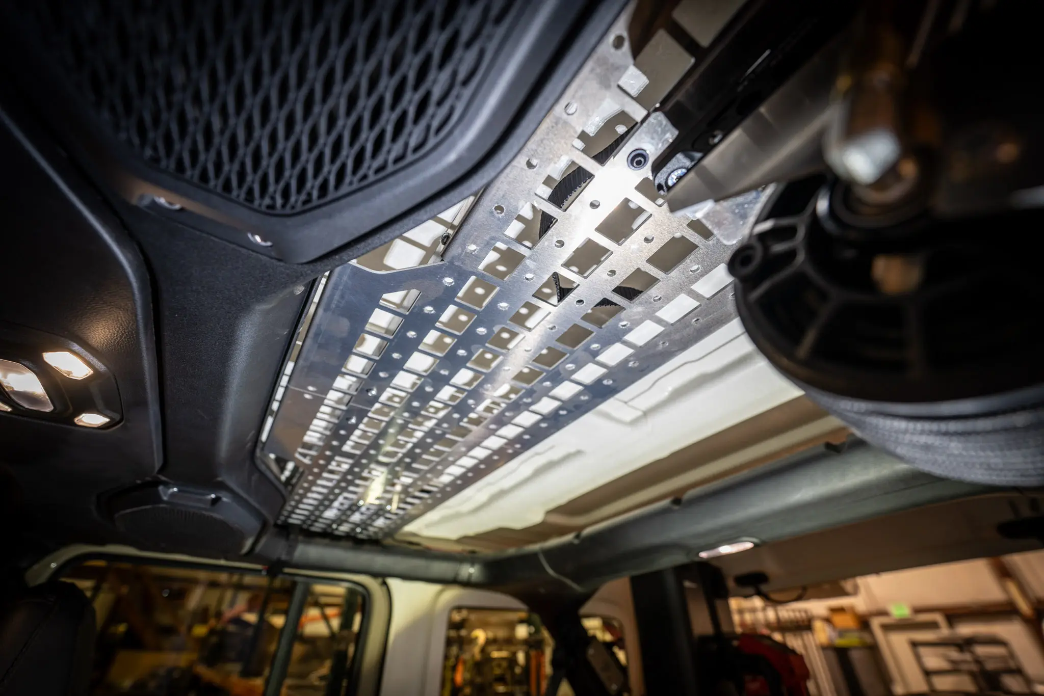 2018 – 2023 Jeep Wrangler JLU and Jeep Gladiator JT Rear Overhead MOLLE Shelf - Textured Black