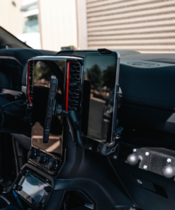 Ford Ranger Sidekick Accessory Mount with tablet and phone mounts on the passenger side dash