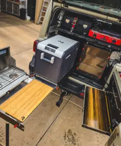 Rear of a Jeep Wrangler JLU showing the Cargo Storage System.