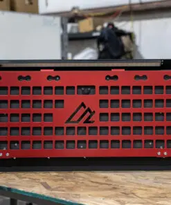 Jeep Wrangler JL Tailgate Table VersaTable - Textured Black w/ Red Molle - Stainless Table top- Contura Switch Cutouts