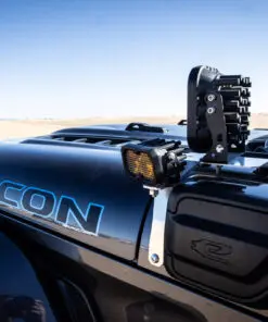 Charging-port side of the Jeep Wrangler 4XE with the AAL A-Pillar Brackets