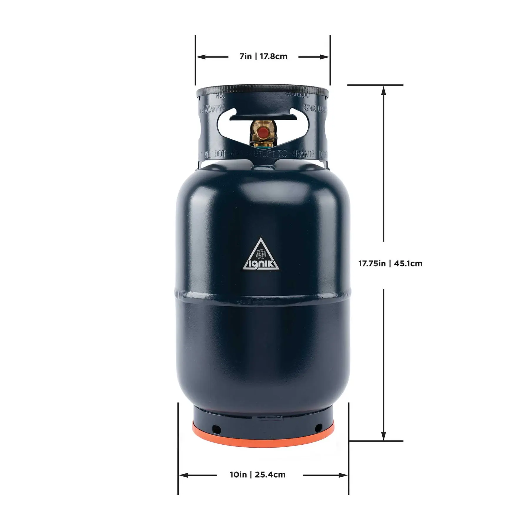 Ignik Gas Growler X 10 lb propane tank dimension diagram