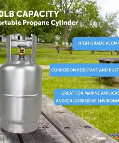 Flame King aluminum 10 lb propane tank product features
