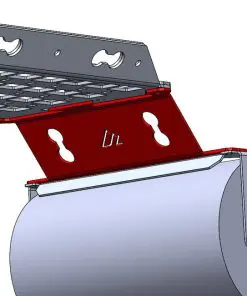 Rendering of the paper towel holder adapter mounted between a 5th Gen 4Runner rear overhead MOLLE panel and AAL Universal Paper Towel Holder