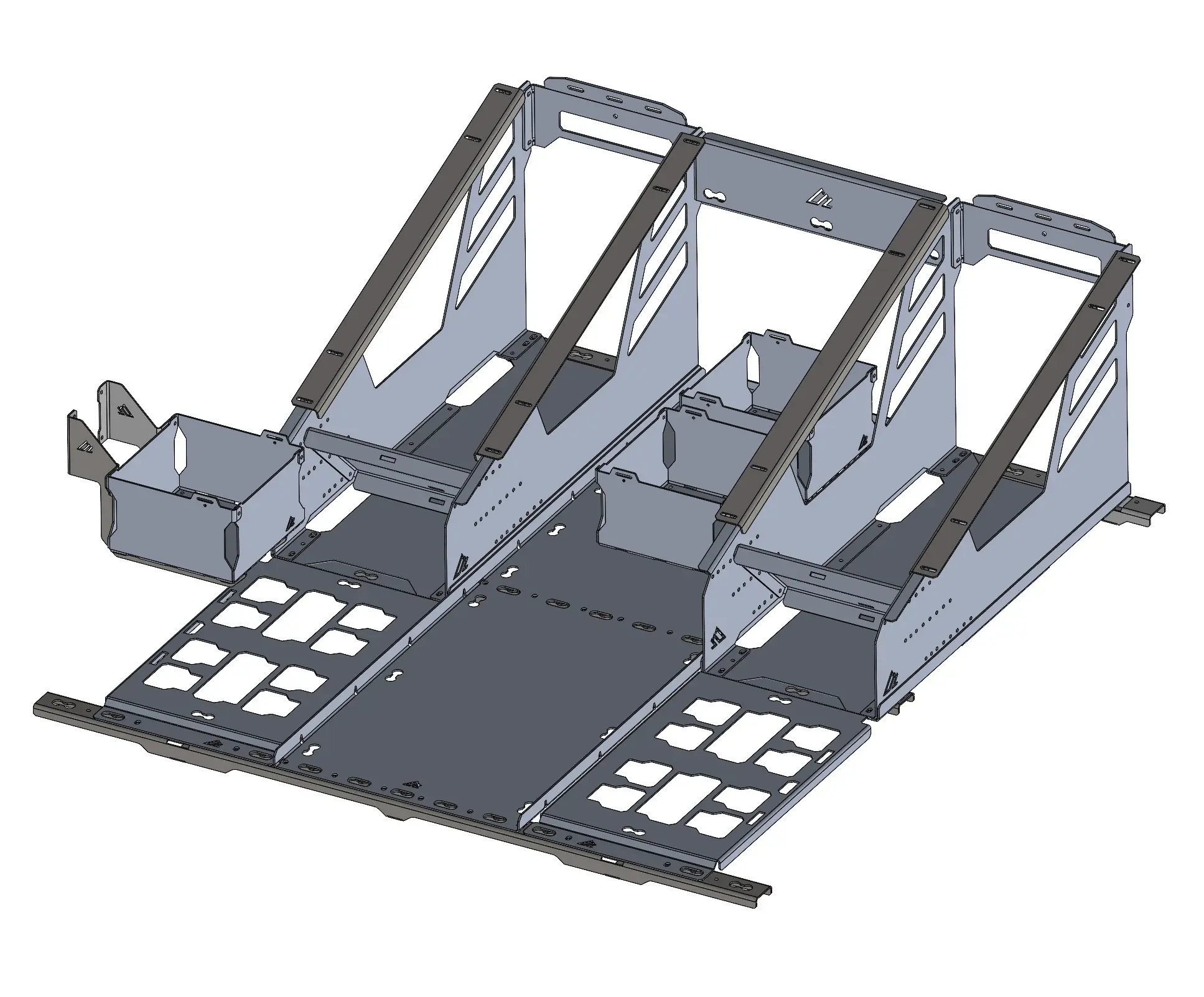 CAD rendering of two F-150 VSTMs with BASE and accessory layout