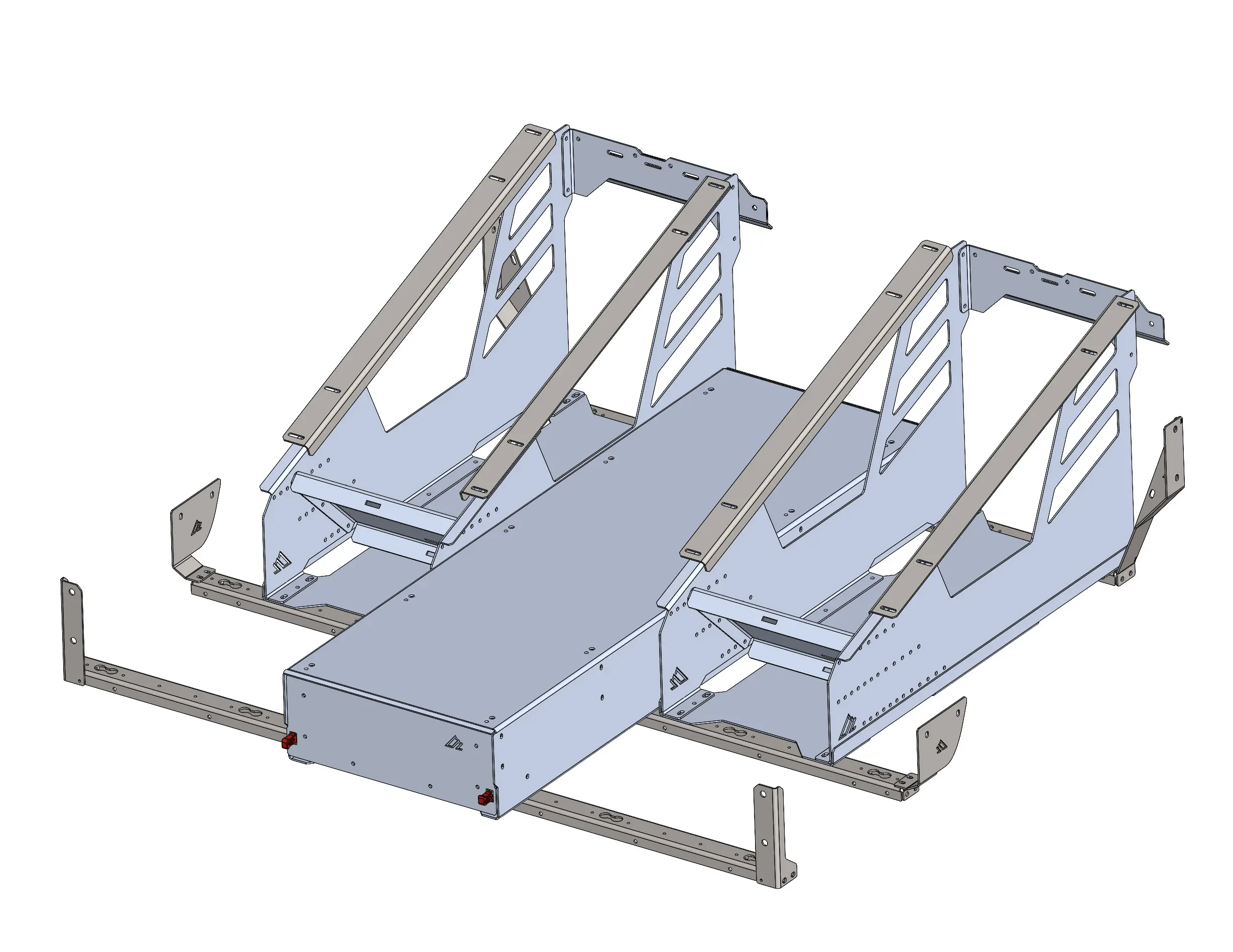CAD rendering of two Ranger VSTMs with BASE rails and center storage