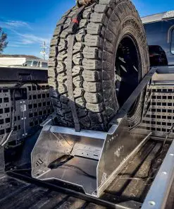 Ranger VSTM carrying an upright spare tire beside BASE storage accessories