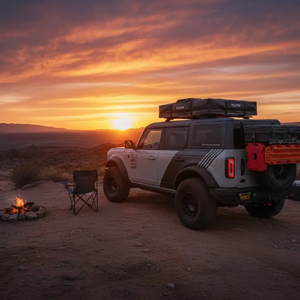 6th Gen Ford Bronco equipped with MASS Platform and STP Spare Tire Platform