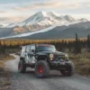 Jeep Wrangler JKU Posed in front of the Denali Mountains
