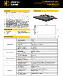 KC HiLiTES 105Ah flat LiFePO4 battery technical data sheet
