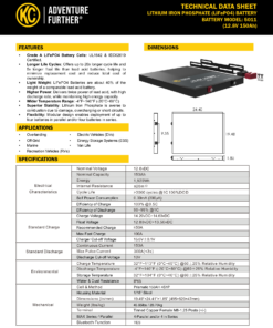 KC HiLiTES 150Ah flat LiFePO4 battery technical data sheet